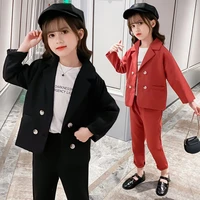 girls clothing set solid blazer pants outfits for baby girl 6 8 12 year kids clothes sets spring autumn school childrens suit