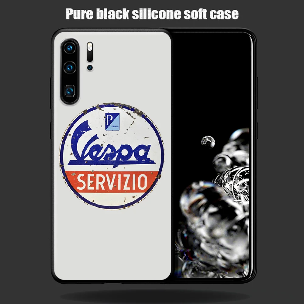 

Vespa Scooter Phone Case For Huawei P Mate 10 20 30 40 Pro Lite Smart 2019 2021 black Shell Trend Cell Luxury Hoesjes Tpu Bumper