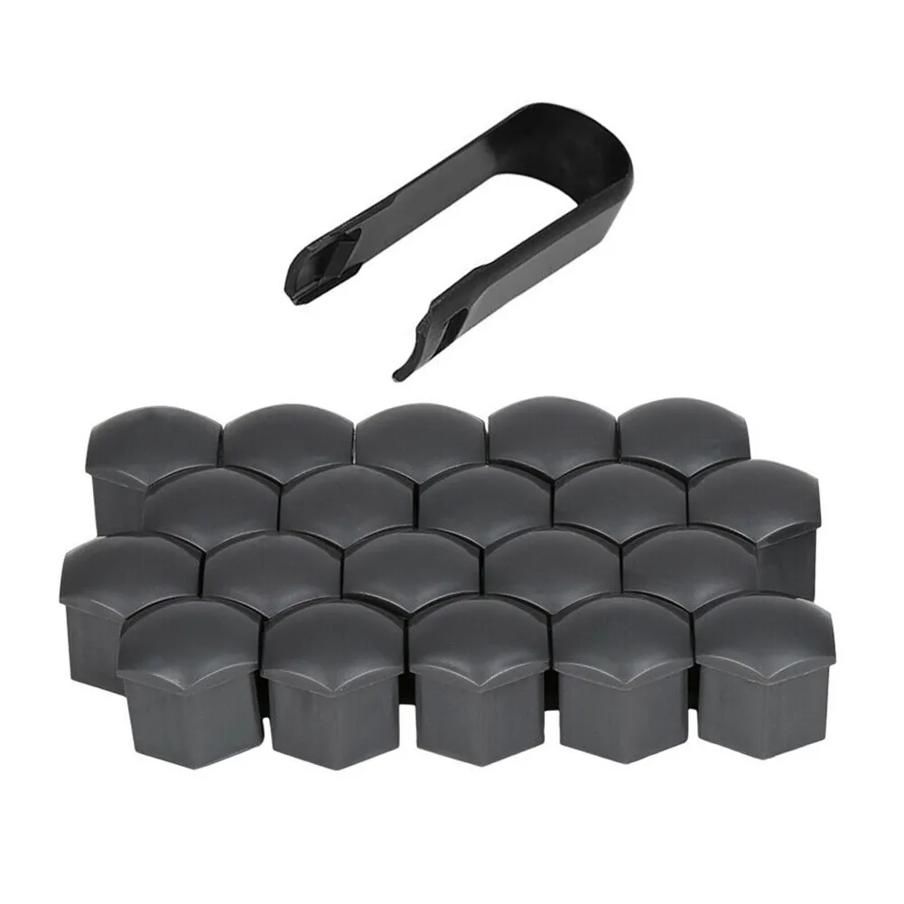 

20 Pcs Wheel Lug Cover 21mm W/ 1* Black Clip Anti-Rusting Cap Car Gray Hub