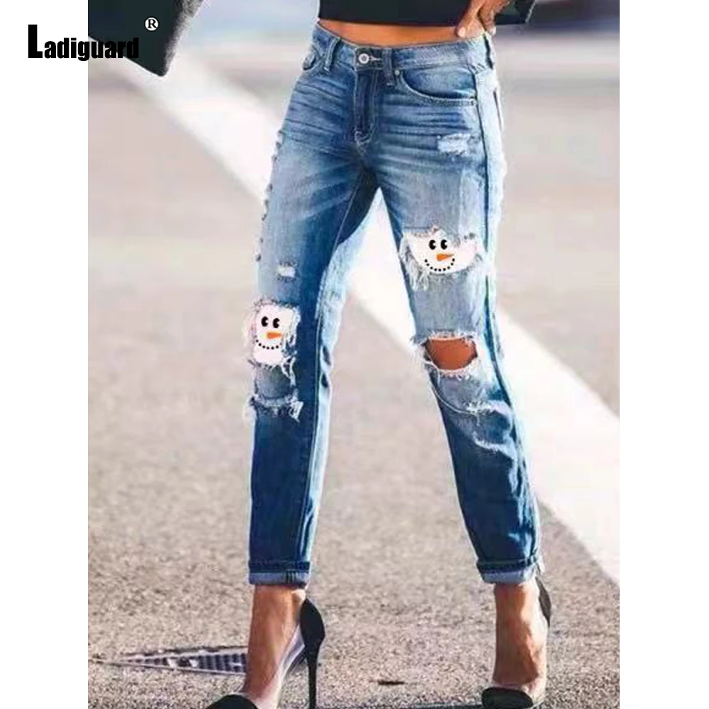 Sexy Vintage Jeans Women Fashion Spliced Denim Pants Skinny Bottom Girls Streeetwear Hole Ripped Denim Pants Vaqueros Mujer