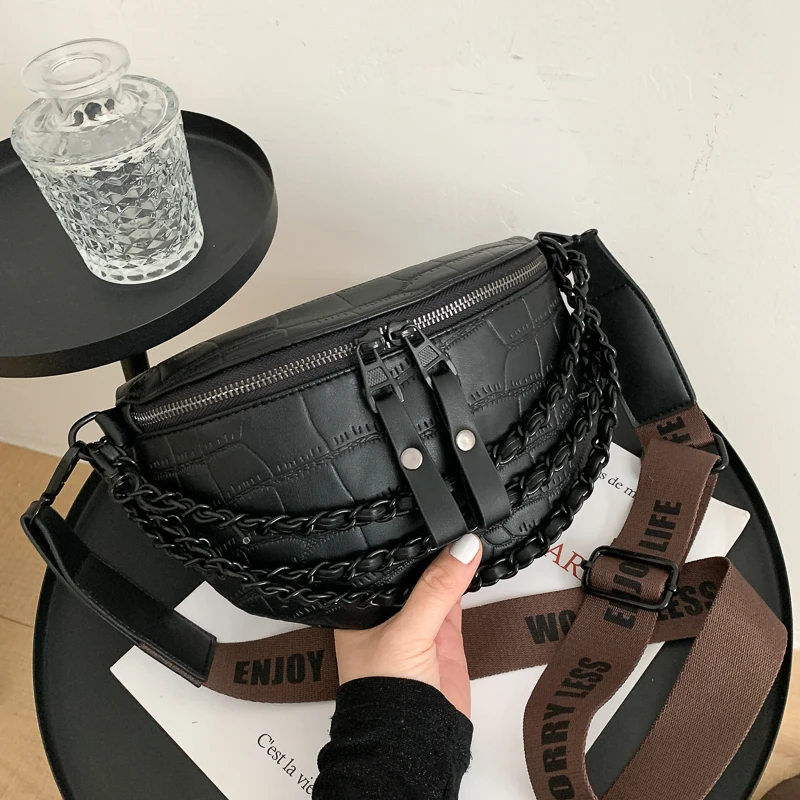 

Brand Women's Waist Bag High Quality Leather Chest Bag Fashion Chain Waist Pack Ladies Crossbody Bags Luxury Fanny Pack