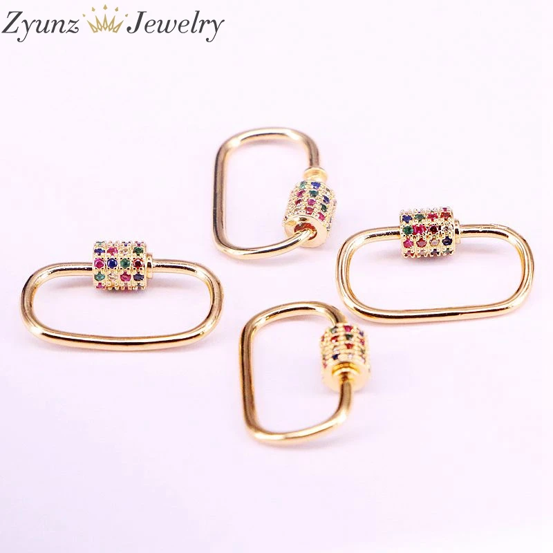 medium size 6 шт., овальная винтовая застежка CZ Micro Pave, винтовая застежка-карабин, блокирующая застежка, Pave Oval образный замок застежки - Цвет: medium size