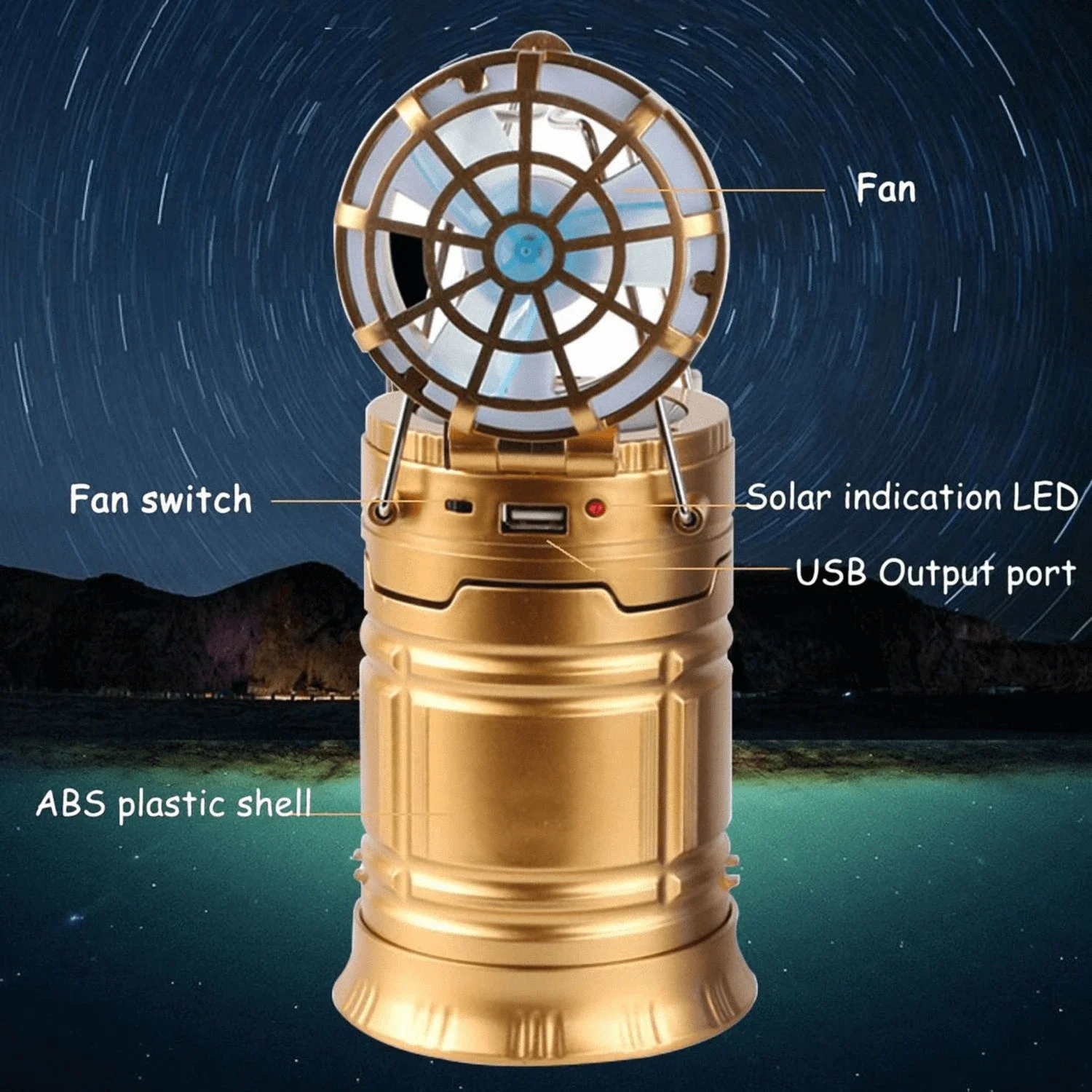 

6 in 1 Portable Outdoor LED Solar Outdoor Camping Fishing Tent Lamp Portable Light Lantern Torch with Fan Dropshipping