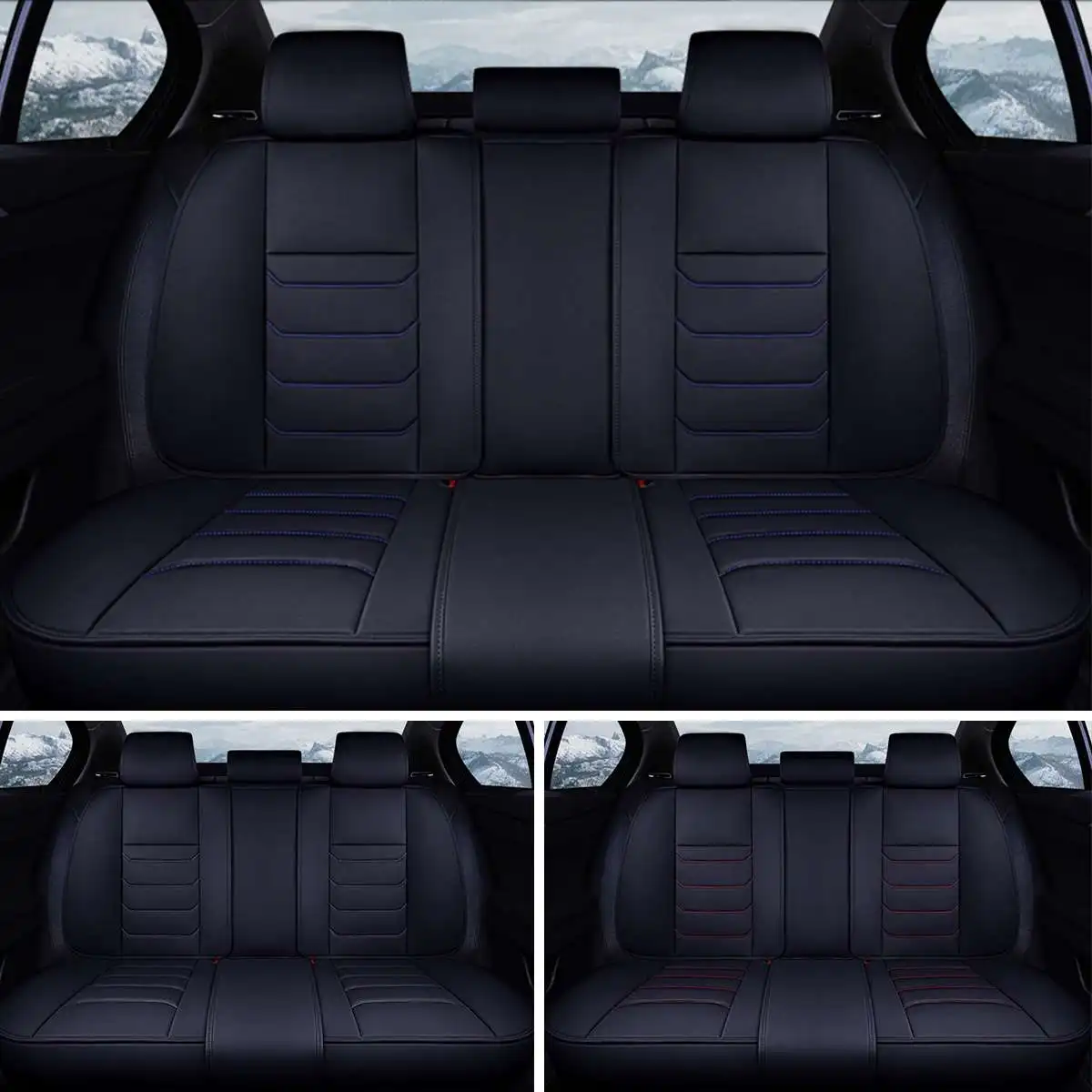 

5 Seat Car Cover Cushion Universal Full Set Luxury Exquisite Front/Rear Breathable Cushion With 2 Headrests & 2 Waist Pillows