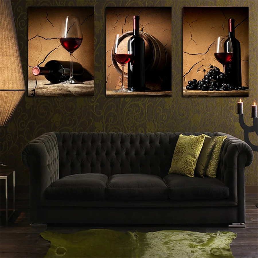 Настенная Картина на холсте с изображением красного вина и бокалов постеры