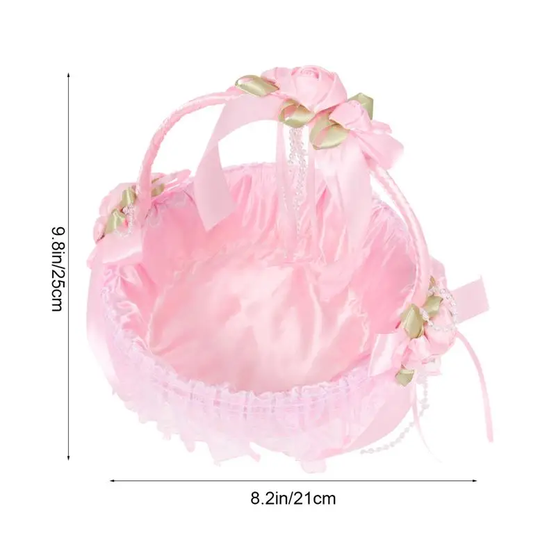 

Wedding Cute Flower Children Carries Beautiful Flower Basket For Wedding Party Decoration Storage Basket (Pink)