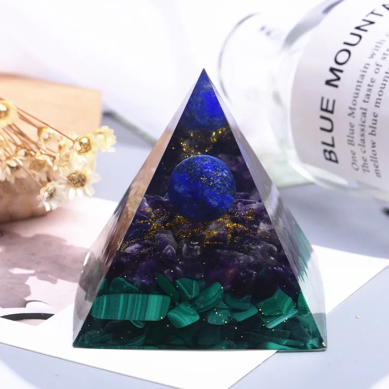 

Orgonite Pyramid Lapis Lazuli Crystal Sphere Malachite Amethyst Natural Cristal Stone Orgone Energy Reiki Chakra Multiplier