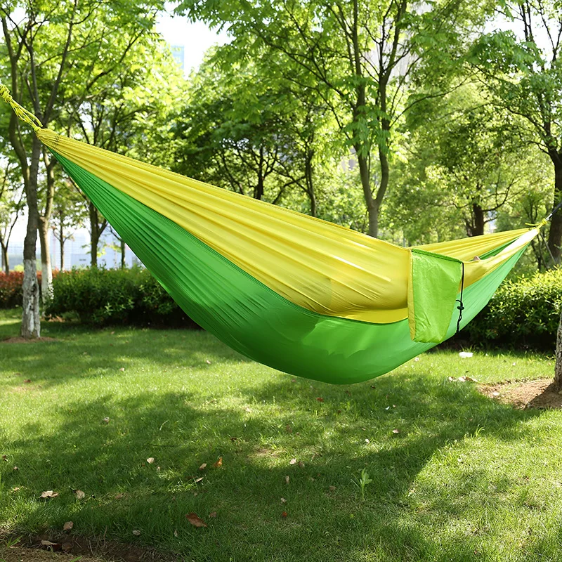 

Hamaca Individual Doble para adultos, cama con 2 correas, 2 mosquetones, para viajes, supervivencia,