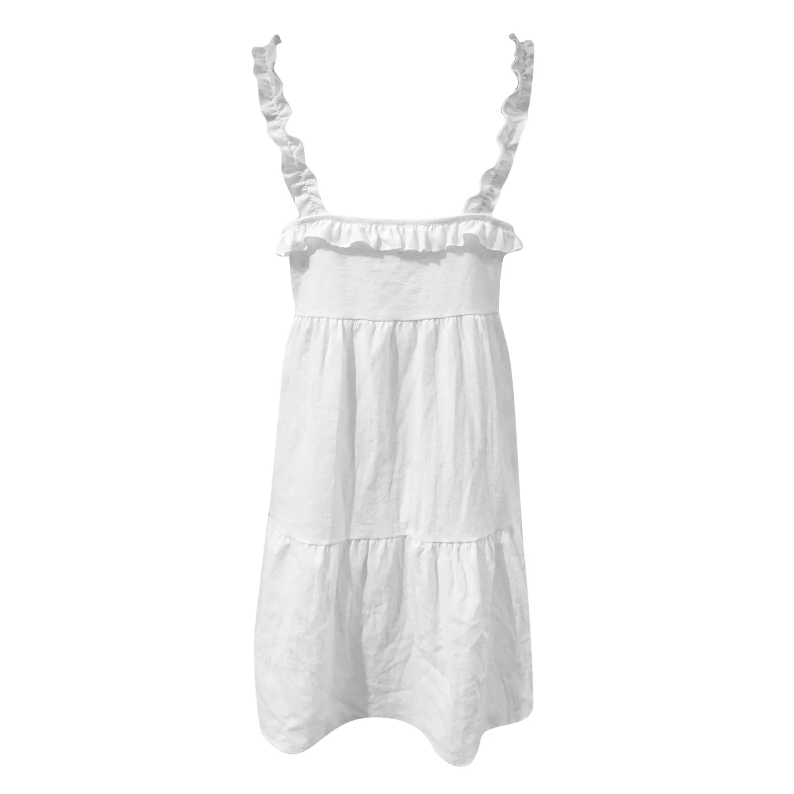 

Women Summer Dress Ladies Fashion Sleeveless Sling Dress Ruffled Casual Mini Cake Dress Beach Sundress Vestidos Streetwear D24#