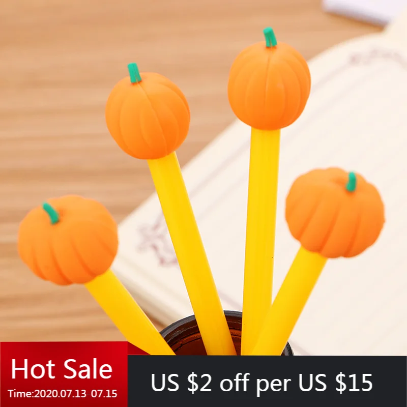 40 PCS Creative Golden Pumpkin Neutral Pen Cartoon Student Stationery Office Supplies Signature Pen Wholesale