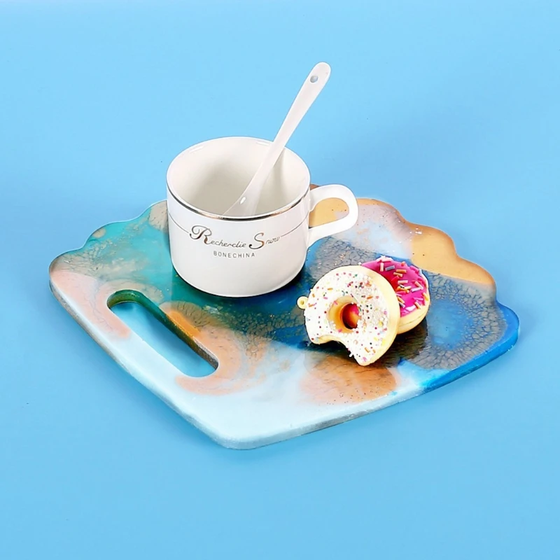 

Crystal Epoxy Resin Mold Tray Fan Coaster Desktop Ornaments Casting Silicone Mould DIY Crafts Decorations Making Tools