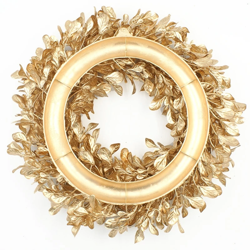 

Gold Boxwood Wreath 12/17 Inches Artificial Fall Garland Farmhouse Decoration for front Door Christmas Halloween Home Decor