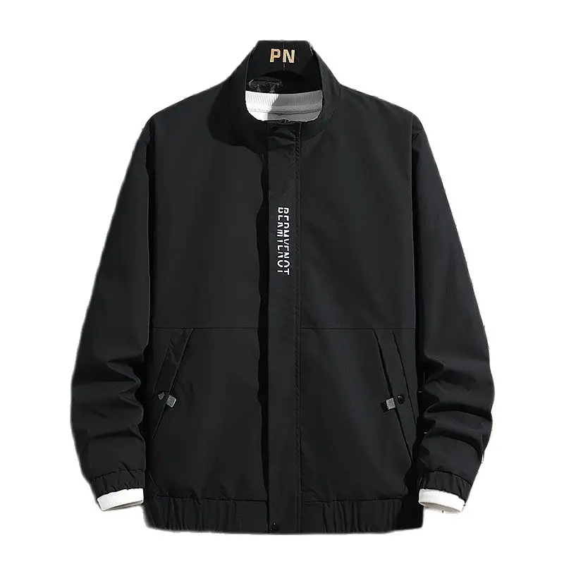 

Мужская куртка весна/осень 2021 Новинка Мужская куртка с воротником-стойкой Корейская Повседневная тонкая куртка мужское черное пальто боль...