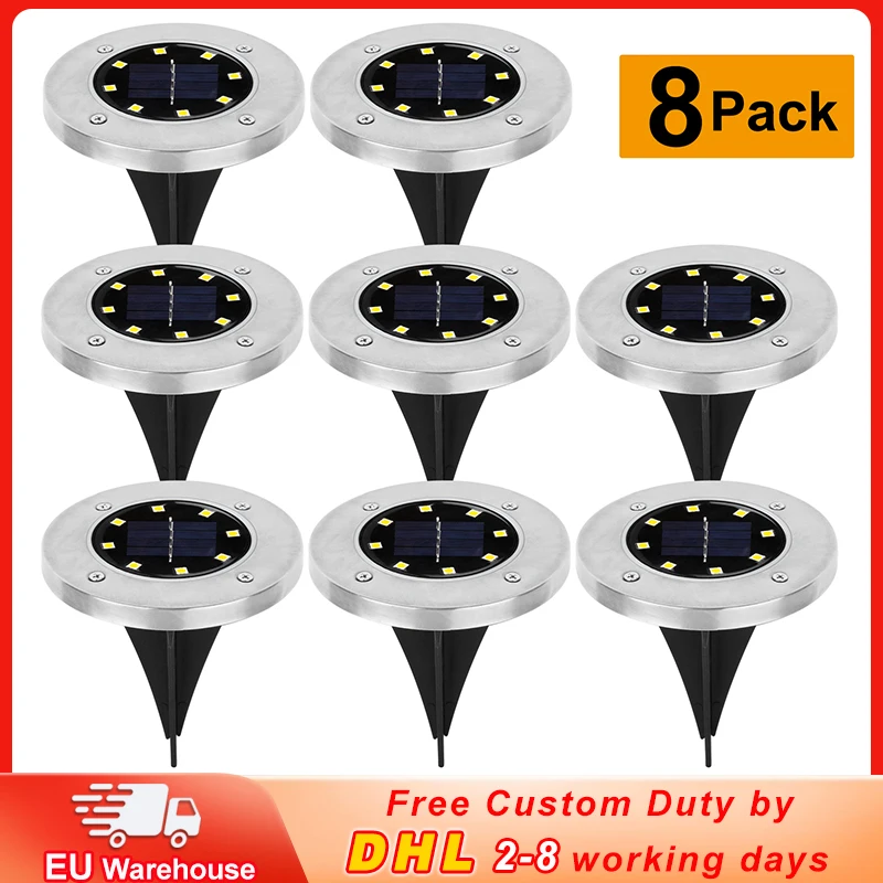 

8 LED Solar Lawn Yard Led Night Light Buried Solar Garden Light IP65 Waterproof Outdoor PathWay Floor Under Ground Spot Lamp