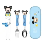 Набор детских столовых приборов Disney серии Микки Маус, учебные палочки для еды, ложка, вилка, столовые приборы