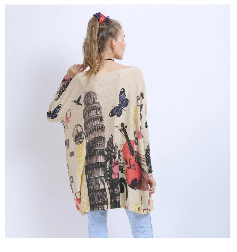 

Vefadisa Gray Khaki Butterfly Print Women Sweater 2021 Autumn Fashion Print Female Knitted Batwing Sleeve Ladies Knitted QYF5986