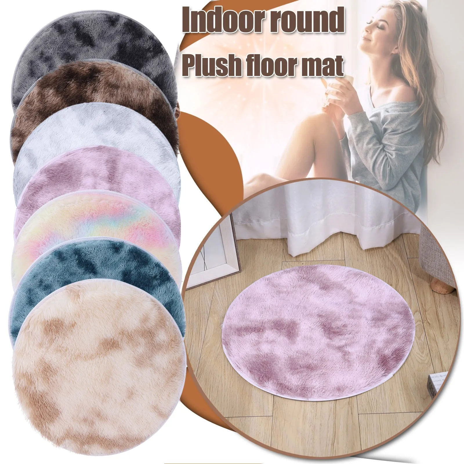 

Fluffy Round Rug Carpets for Living Room Kilim Faux Fur Carpet Kids Room Long Plush rugs for bedroom Shaggy Area Rug White #M