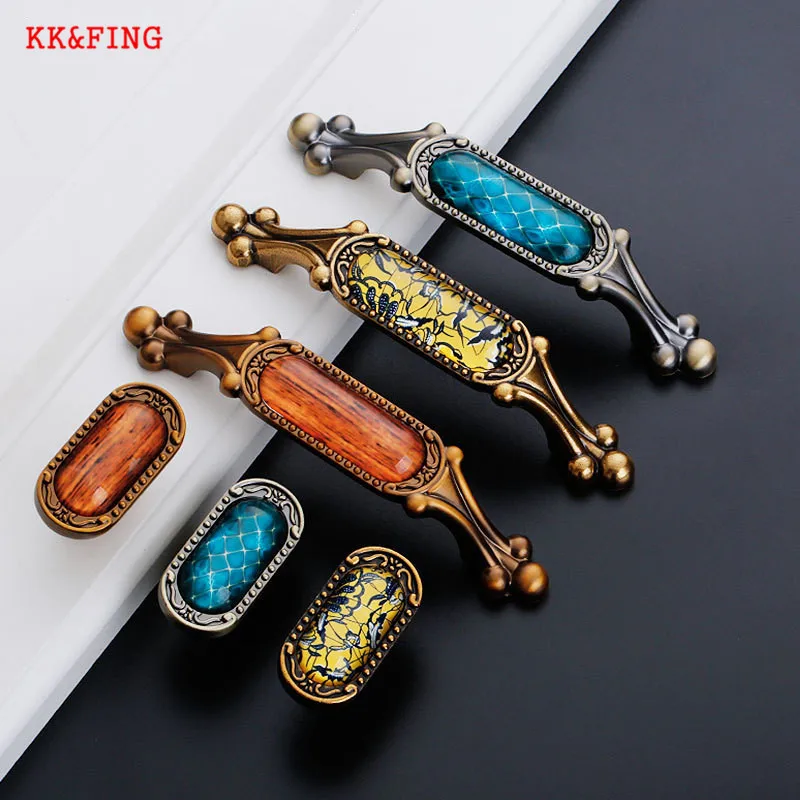 KK & FING европейские классические ручки для шкафов из хрустального цинкового