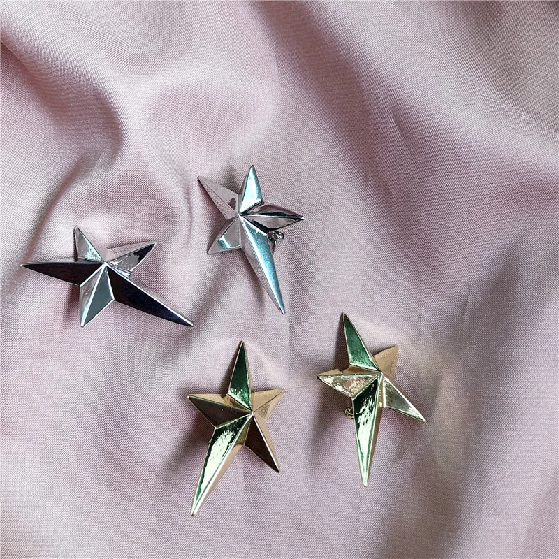 Сексуальные простые металлические серьги клипсы неправильной формы со звездами