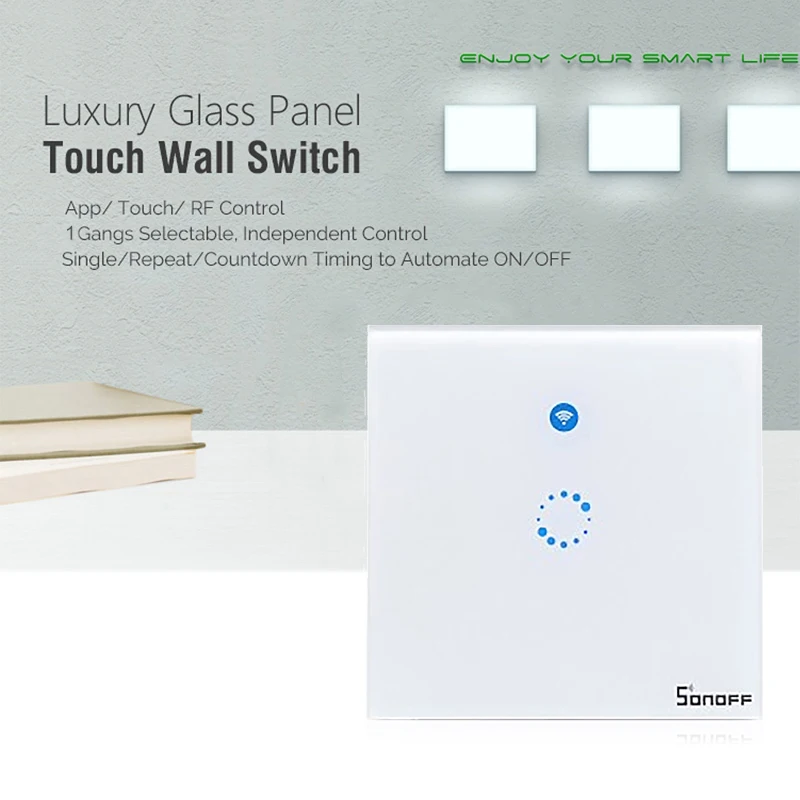 Itead Sonoff T1 ЕС 1 банды 1Way Wi Fi настенный выключатель Беспроводной дистанционного