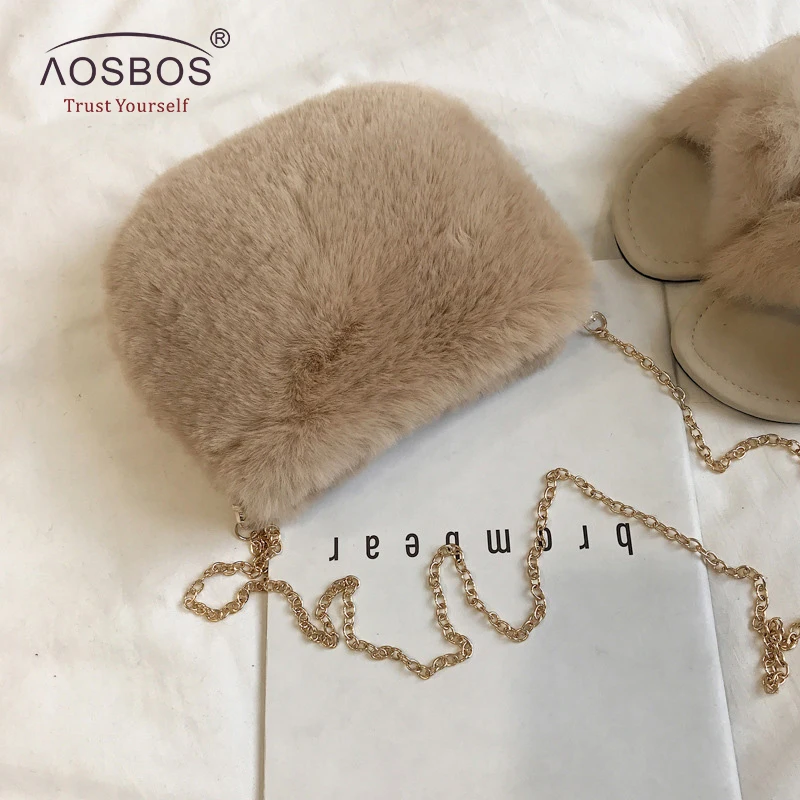 Aosbos Женская плюшевая сумка на плечо модная мягкая Сумка тоут женская зимняя с