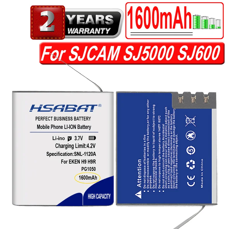 Аккумулятор HSABAT PG1050 1600 мАч для экшн камеры EKEN H9 H9R H3 H3R H8PRO H8R SJ4000 SJCAM SJ5000 M10