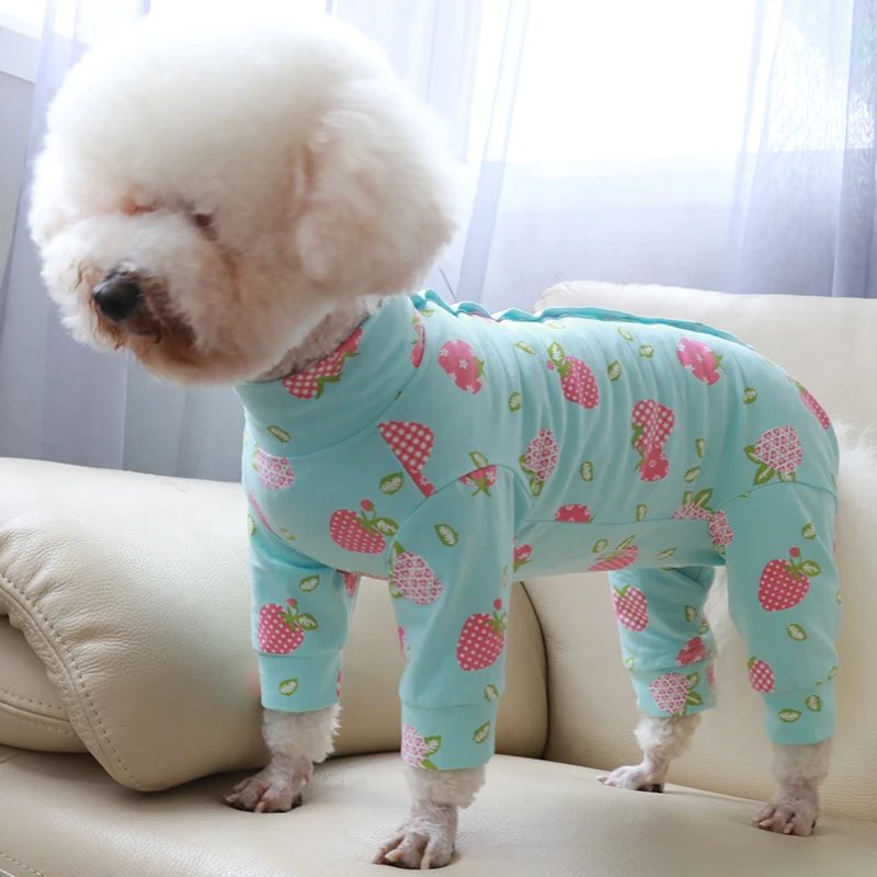 Pet Dog Jumpsuit 100%Cotton Thin Printed Overalls For Small Dogs Protect Belly Pajamas Puppy Clothes Chihuahua Poodle Sweatshirt