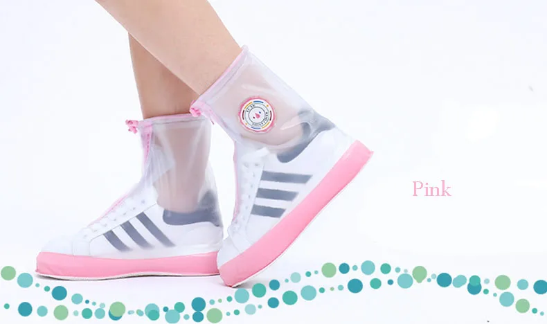 Pink Многоразовое покрытие на обувь от дождя прочные Нескользящие непромокаемые снегоступы короткие резиновые сапоги для мужчин и женщин для путешествий на открытом воздухе - Цвет: Pink