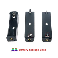 1pcs aa size power battery storage case box holder with pin pcb spring clip 14500 battery container drop shipping