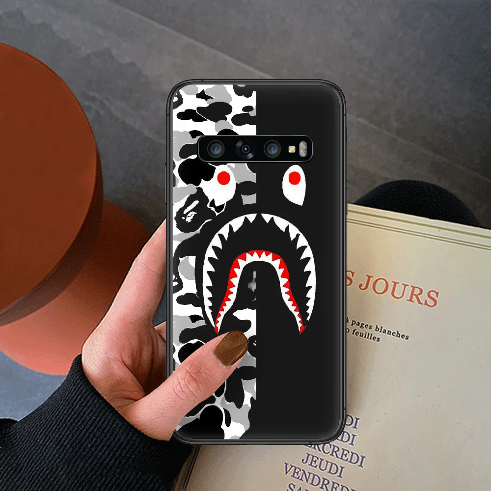 

sports brand Bape shark monkey Phone Case For Samsung Galaxy Note S 8 9 10 20 Plus E Lite Uitra black Prime Trend Funda Fashion