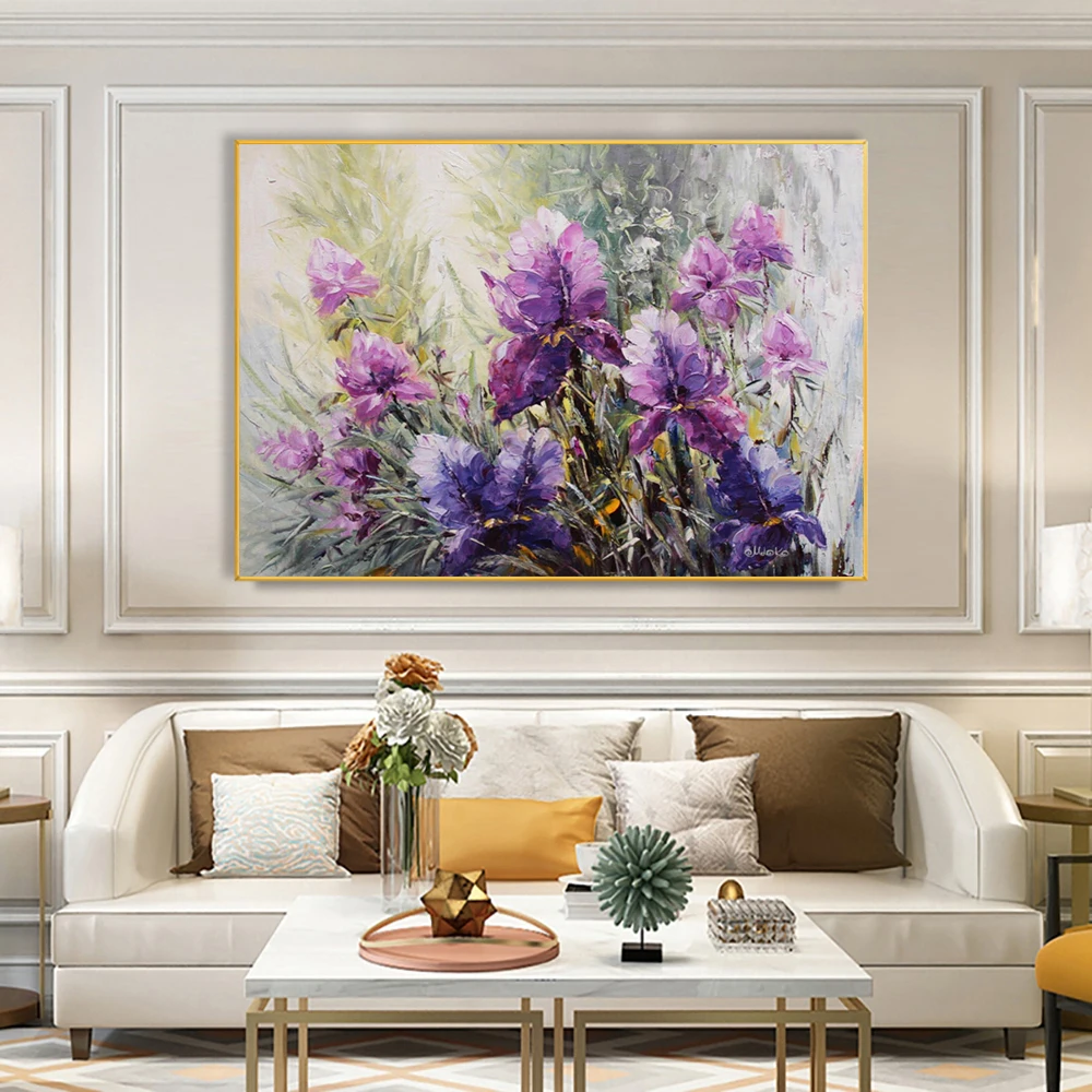

Thick Texture Oil Painting Handmade Flowers Wall Art Pictures Modern Canvas Art Living Room Bedroom Decoration Flower Paintings