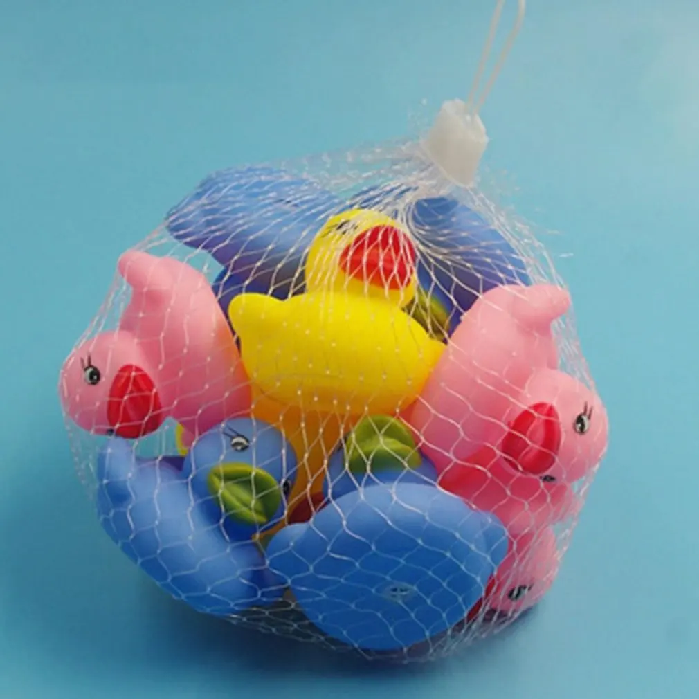 10 Pcs Cute Animals Swimming Water Toys Colorful Soft Rubber Float Squeeze Sound Squeaky Bathing Toy For Baby Bath Toys