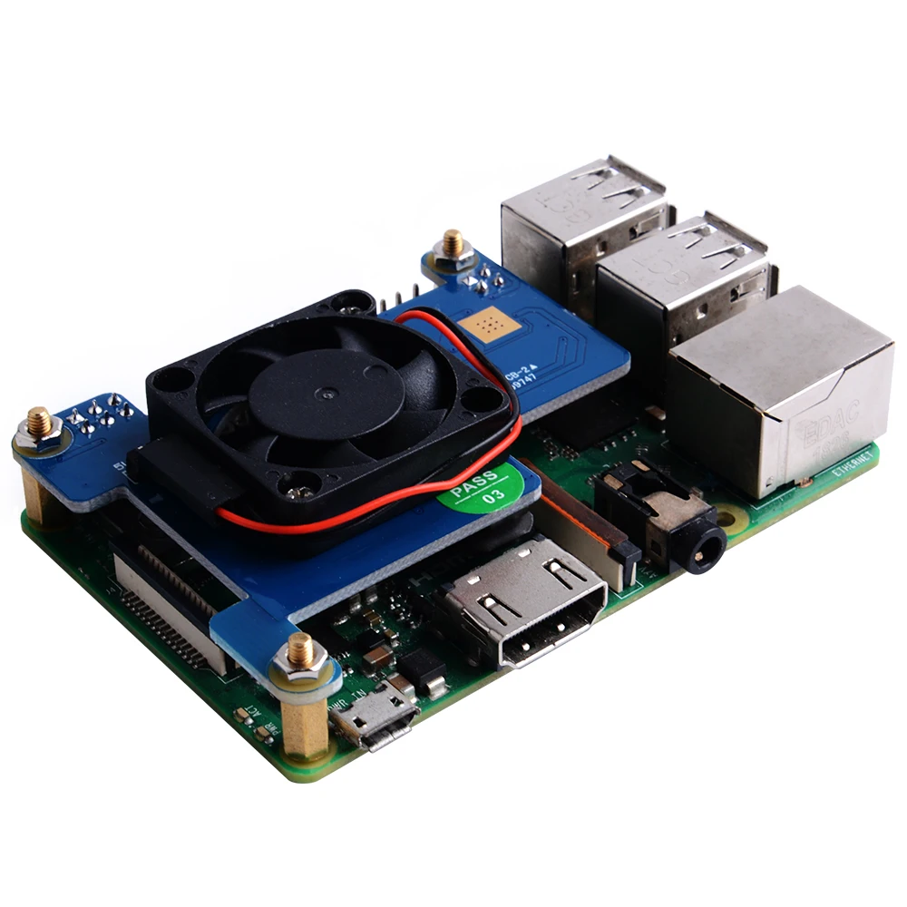 Плата расширения Raspberry Pi 4 Model B PoE HAT Power-Over Ethernet со встроенным охлаждающим