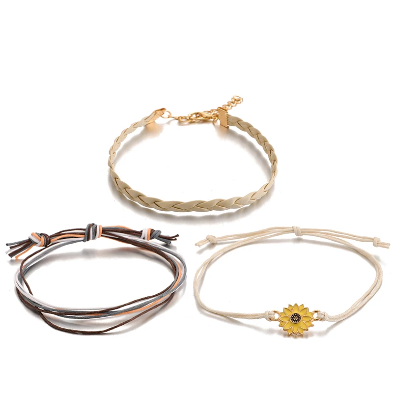 Docona богемные Подсолнух маргаритки очаровательные ножные браслеты для женщин