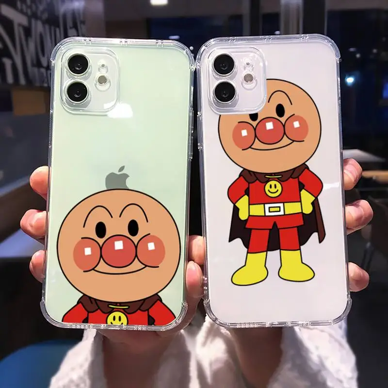 

Anpanman CUTE FACE Phone Case Transparent for iPhone Samsung A S 11 12 6 7 8 9 30 Pro X Max XR Plus lite Clear mobile bag