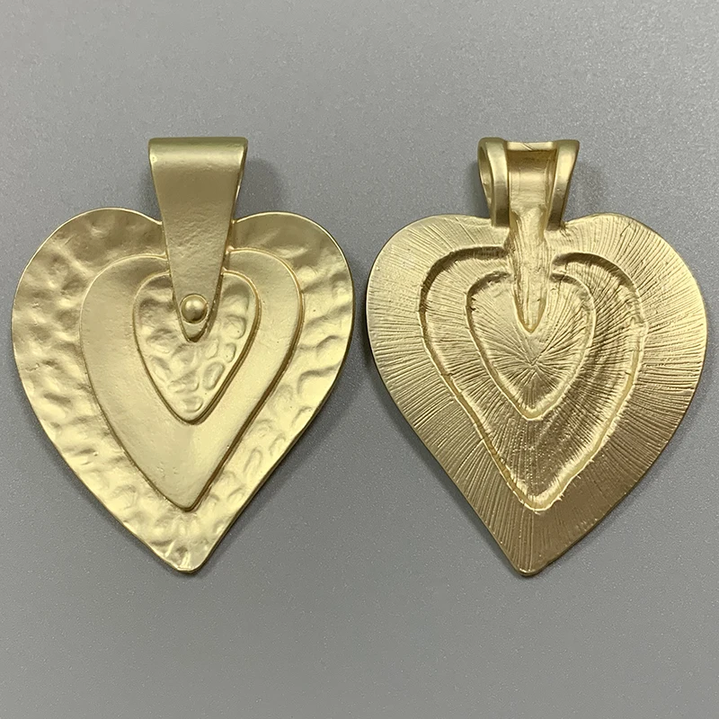 

1 Piece Large Matt Gold Color Heart Charms Pendants for Necklace Jewellery Making Findings Accessories 70x55mm