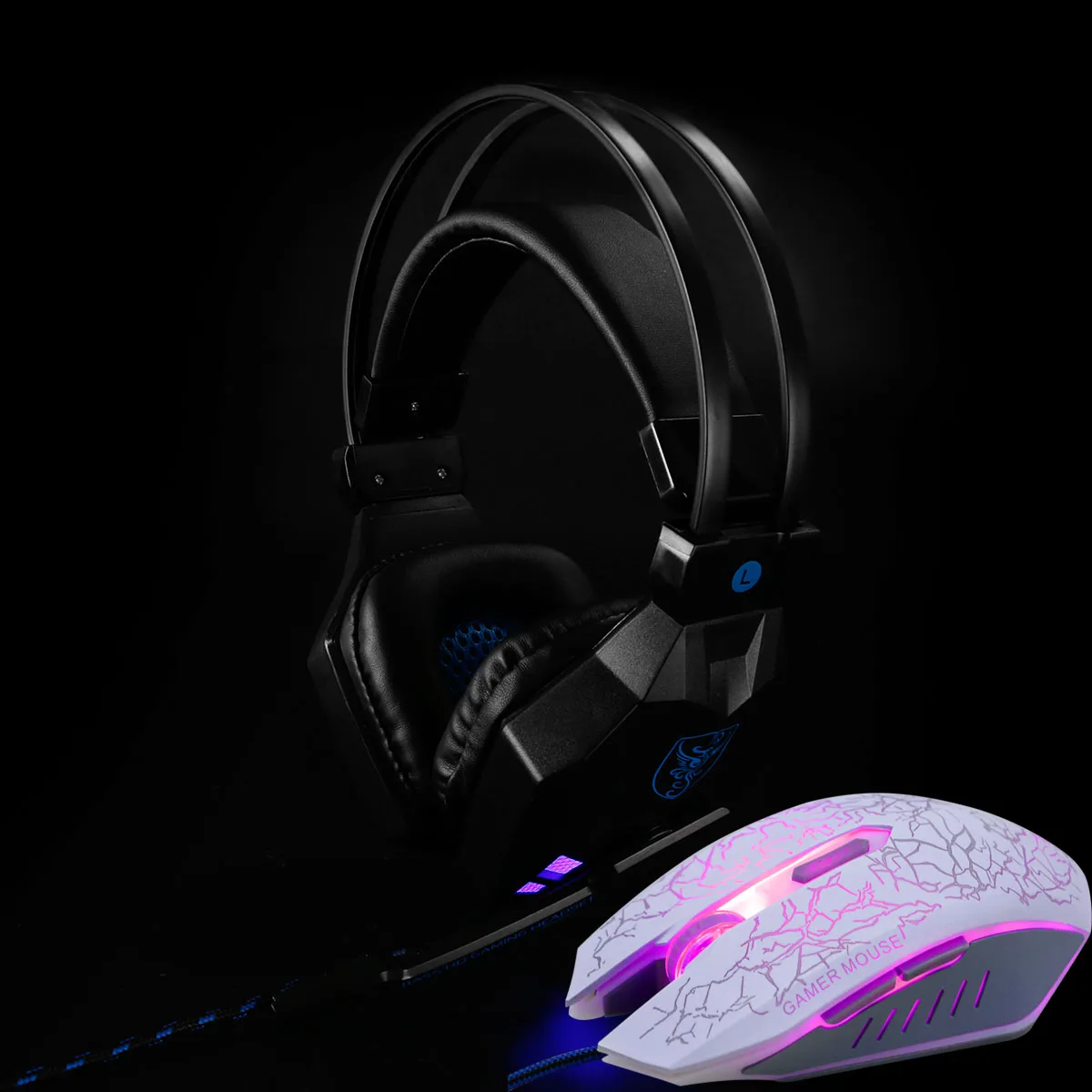 PS850 bk-BJ011 Led 3,5 мм наушники игровая гарнитура с микрофоном для геймеров ПК PS4 игры Стерео Игровые наушники с микрофоном для компьютера - Color: PS850 bk-BJ011