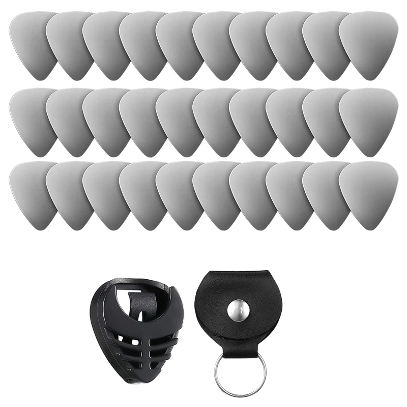 

32Pcs Metal Guitar Picks Set Includes Guitar Picks and Picks Holder Case Storage Bag for Guitar, Bass and Ukulele