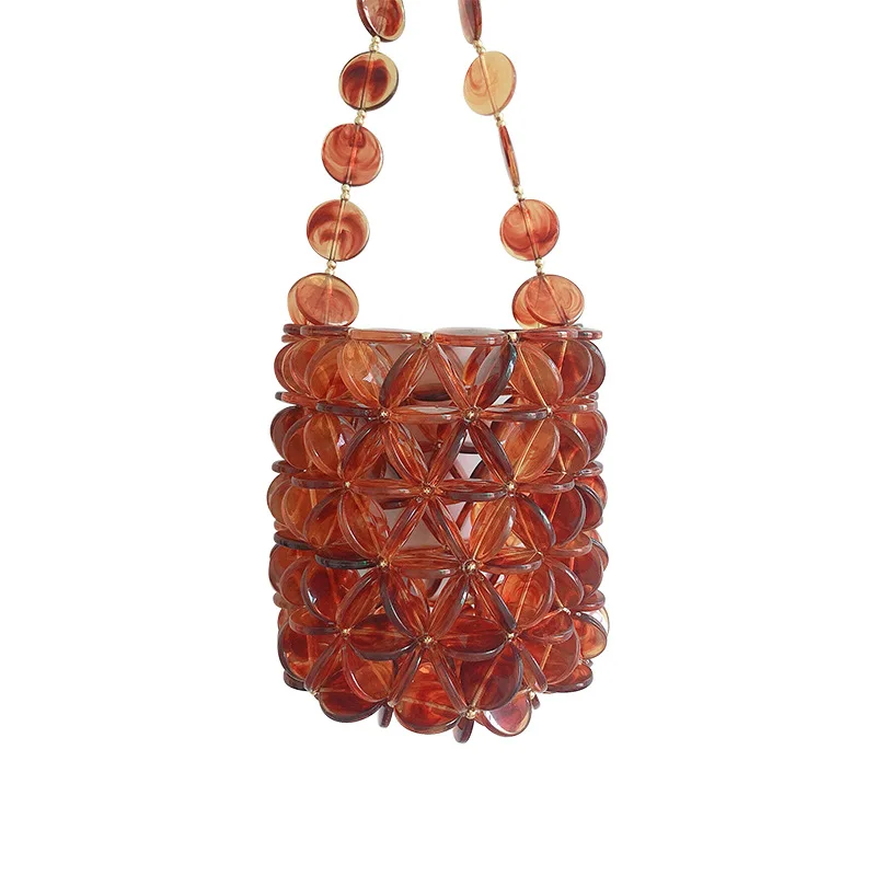 Женская сумка ведро ручной работы с бусинами дизайнерская сумочка от известного