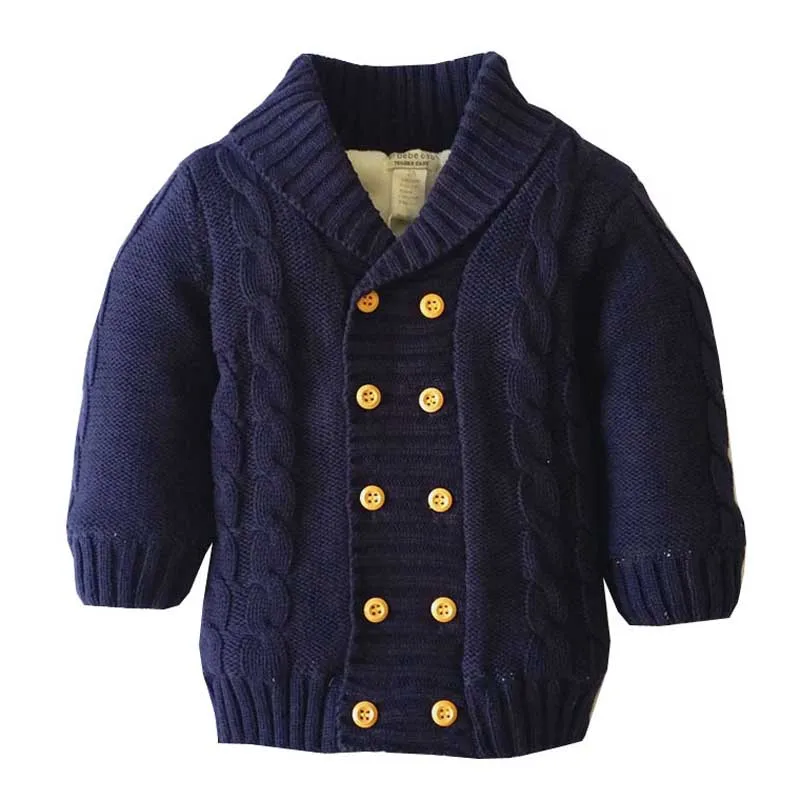 Navy Blue Осенне-зимнее пальто-кардиган для маленьких мальчиков; свитера для мальчиков; хлопковая куртка для маленьких мальчиков; свитера; детская одежда - Цвет: Navy Blue