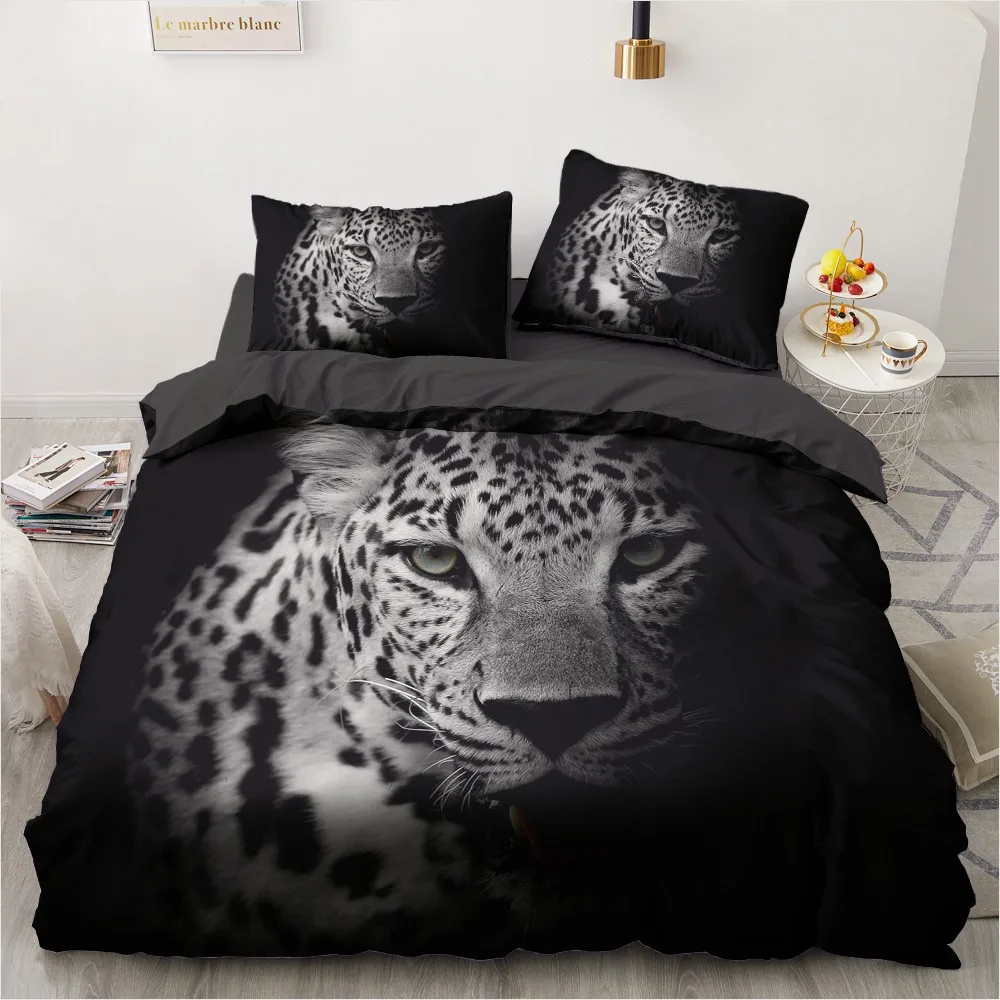 3D Bedding Sets Leopard Custom Duvet Quilt Cover Set Comforter Bed Linen Pillowcase King Queen Full Size 140*210 Home Texitle|Комплекты