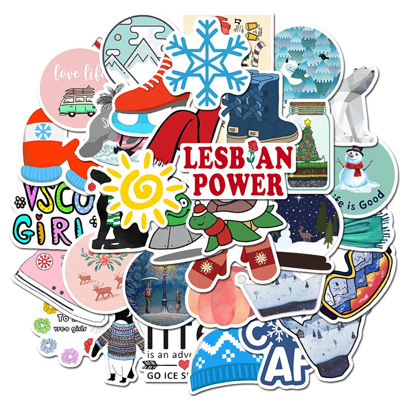 

10/30/50PCS winter cute series refrigerator laptop luggage decorative stickers waterproof graffiti wholesale