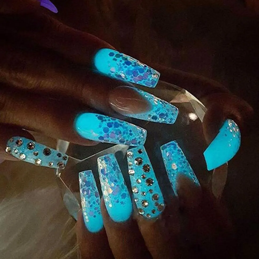 Блеск для ногтей флуоресцентный порошок павлин блеск фосфер хром пигмент пыль