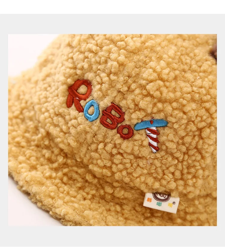 

2020 Kids Cartoon Wool Warm Bucket Hat Outdoor Winter Fisherman Cap For 2-8 Years