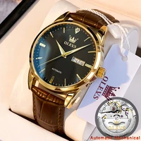 luxury men watches automatic mechanical leather wristwatch waterproof sports date mens watch box top brand relogio masculino 40