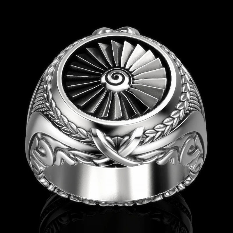 

Trend Fashion Personality Heavy Metal Turbine Hip Hop Punk Men's Vintage Ring Jewelry Accessories Wholesale