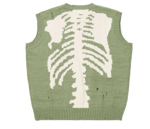 

Mens Womens Sweaters O-Neck Skull Jacquard Hole Knitted Pullovers Hip Hop Streetwear Fashion Loose Long-Sleeved Sweater