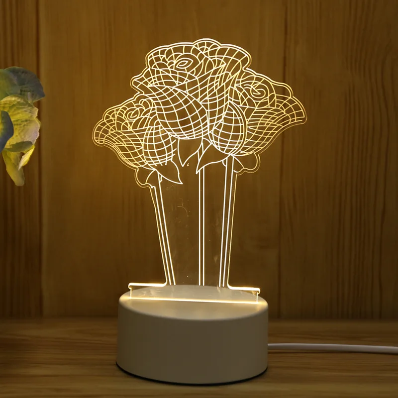 Подарок для подруги бойфренда 3D Голограмма лампа USB акриловые огни вечерние Подарок на годовщину подарок на день Святого Валентина