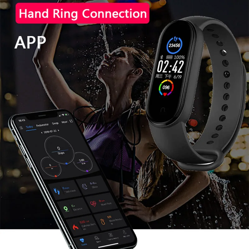smarthwatch m5 smart watch 2020 waterproof blood pressure smart bracelet bluetooth band smartwatch fitness tracker android ios free global shipping