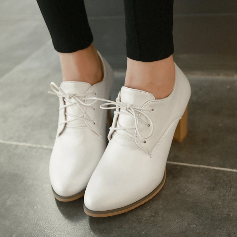 

Karinluna Office Ladies Fashion Design Elegant Female Pumps Lace-Up Round Toe Spike Heels Solid Autumn woman shoes